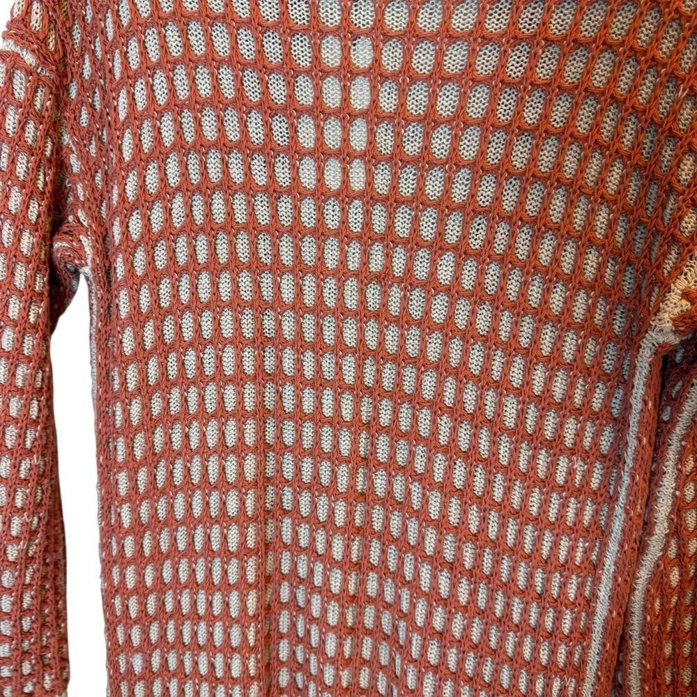 DX Collection Italy Rust and Beige 3D Windowpane Cottagecore Duster w Belt sz M